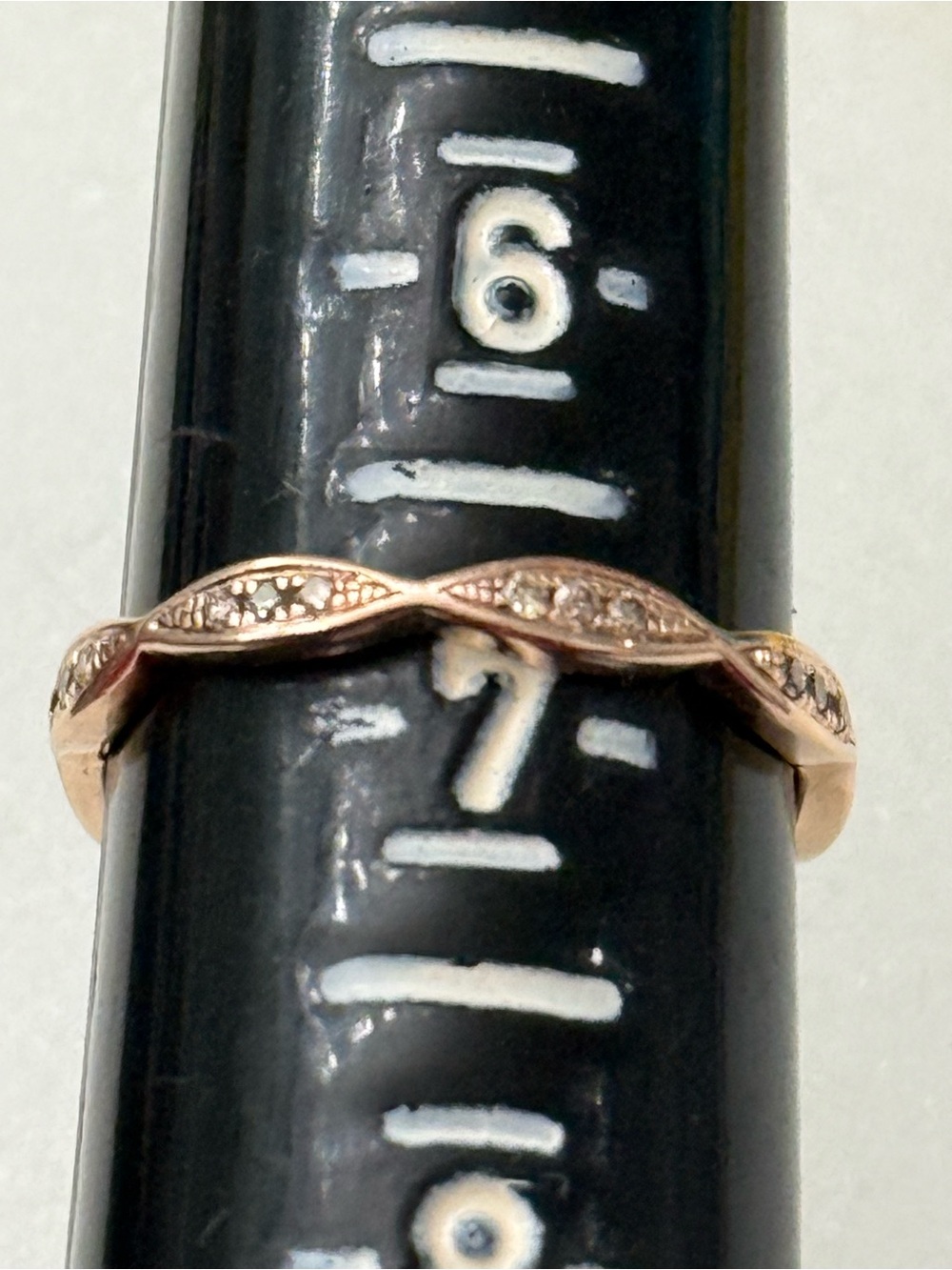 Levian Rose Gold 14k Scalloped Infinity Eternity Band Ring with Diamond Accents